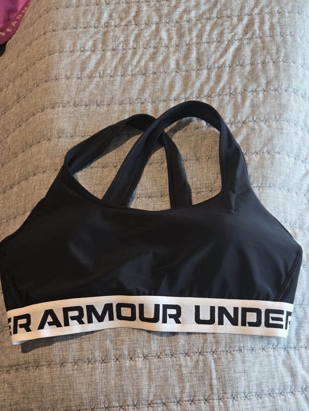 Under Armour Black Sports Bra with White Branded Band